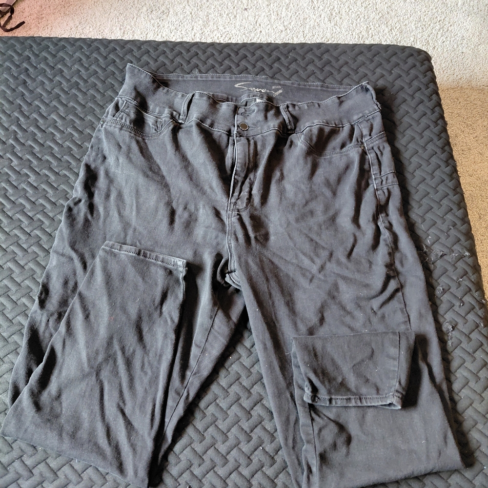 Denim High Rise, Comfy Black Faded Straight Leg Jeans